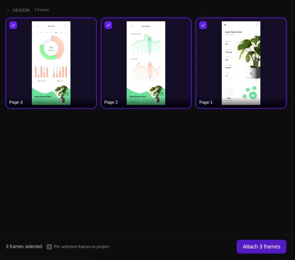 Importing Figma design frames into a Bilt build