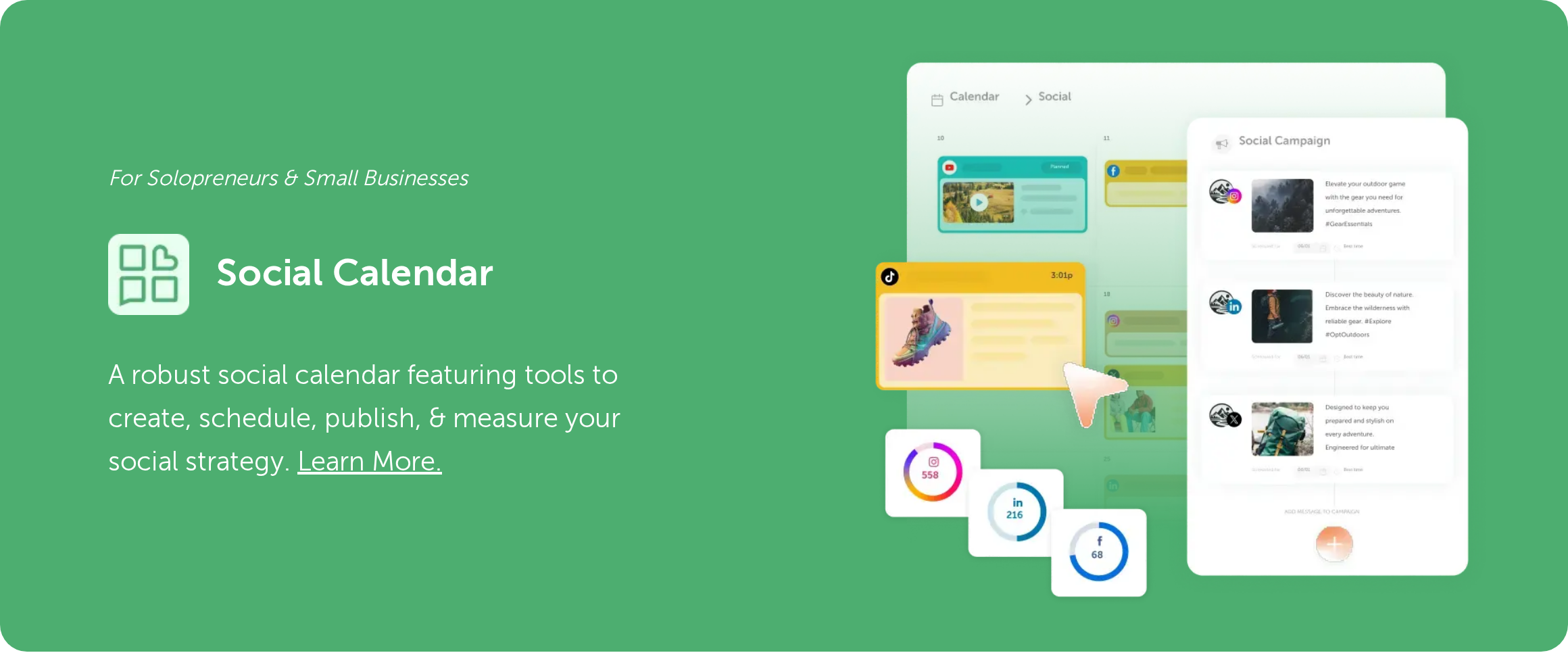 CoSchedule marketing calendar showing campaign scheduling and social publishing