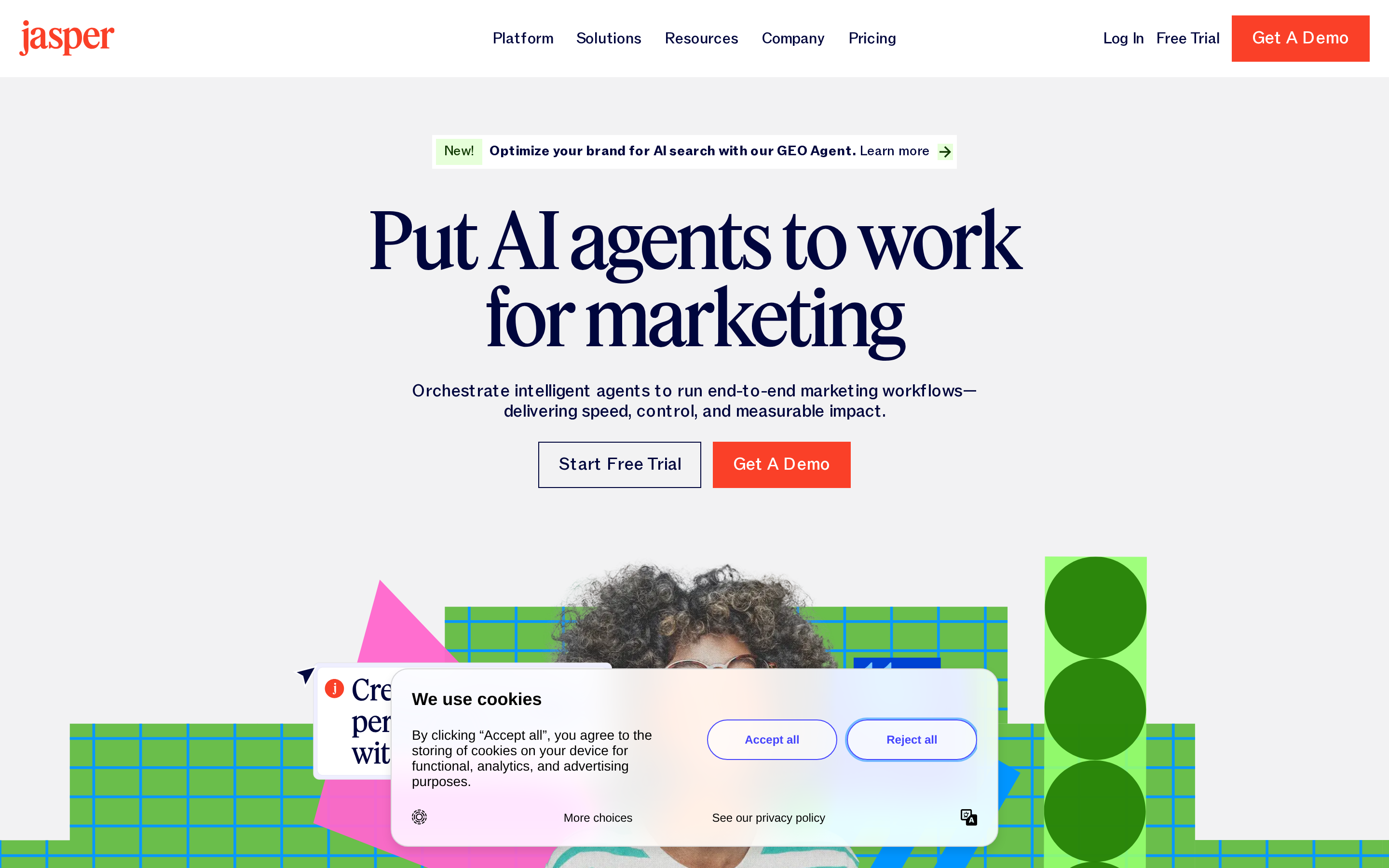 Jasper generating and adapting marketing copy across content formats