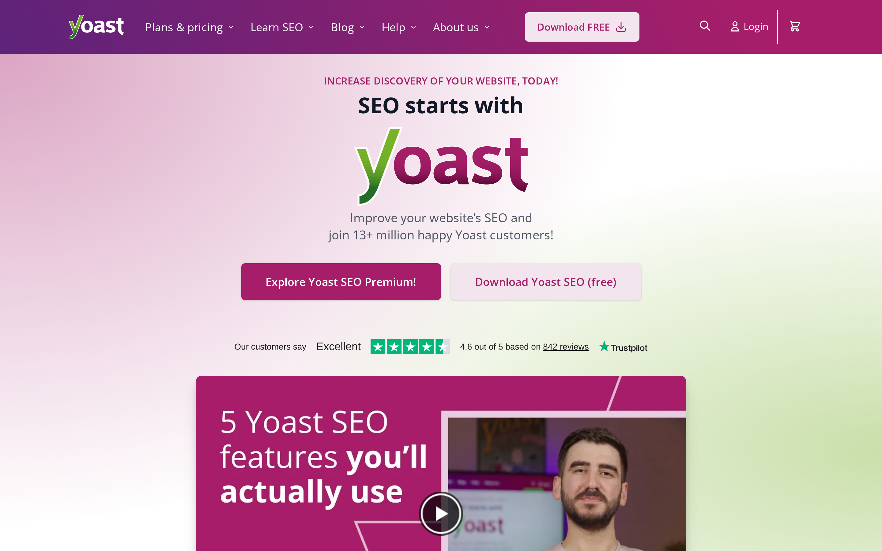 Yoast SEO landing page for the WordPress plugin handling on-page and technical SEO Yoast SEO landing page for the WordPress plugin handling on-page and technical SEO