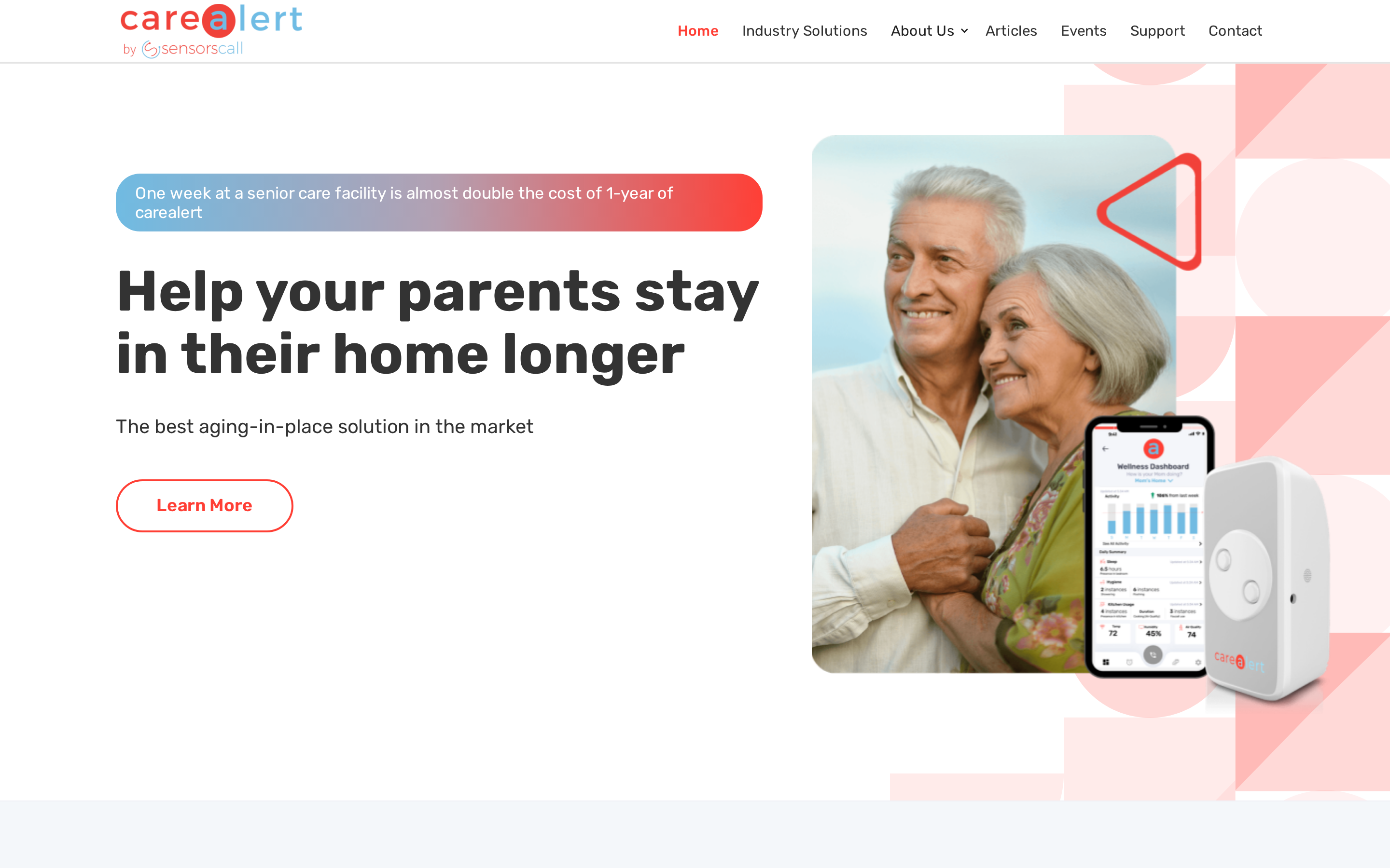 SensorsCall plug-in nightlight sensor system for home aging-in-place monitoring hero section