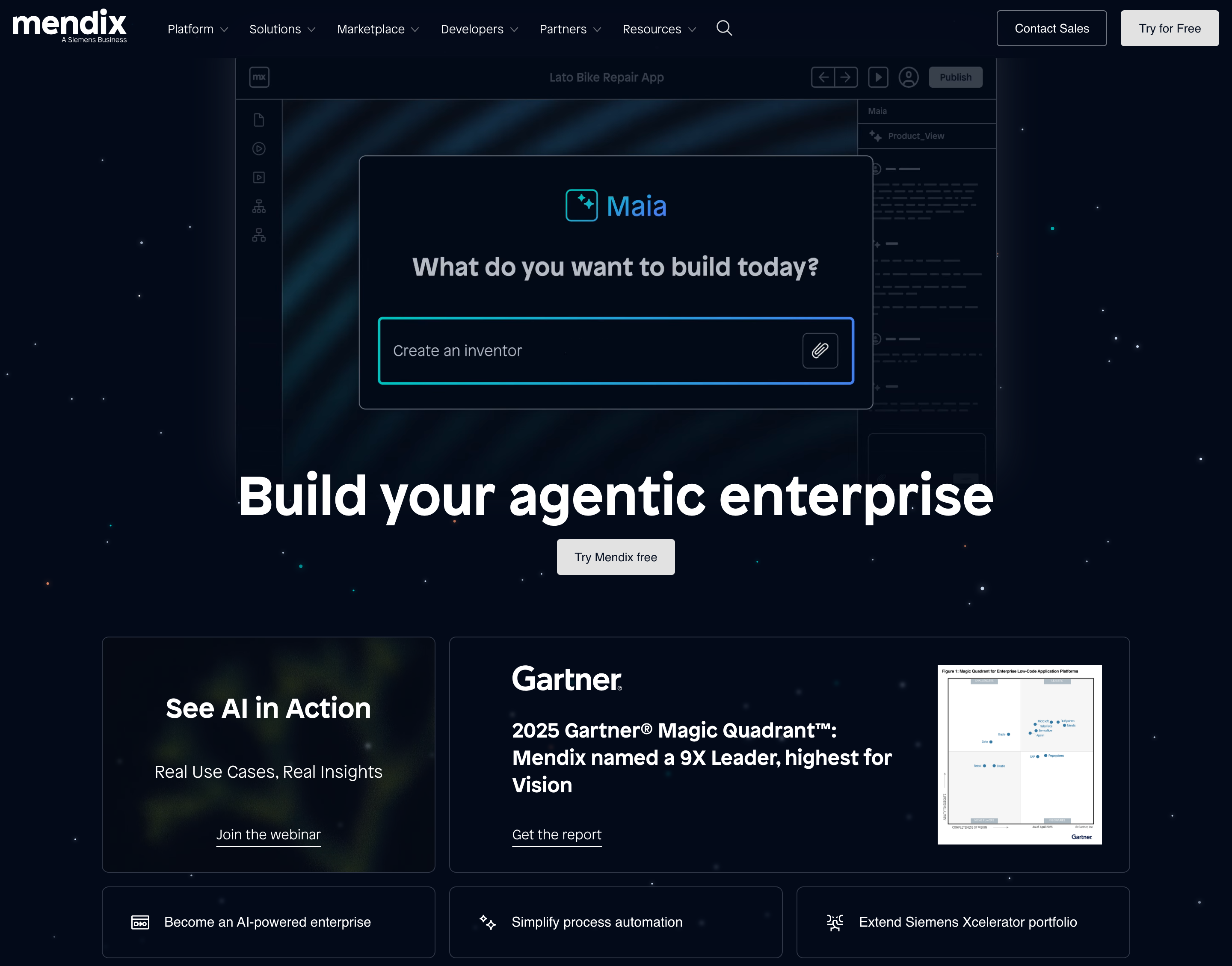 Mendix landing page
