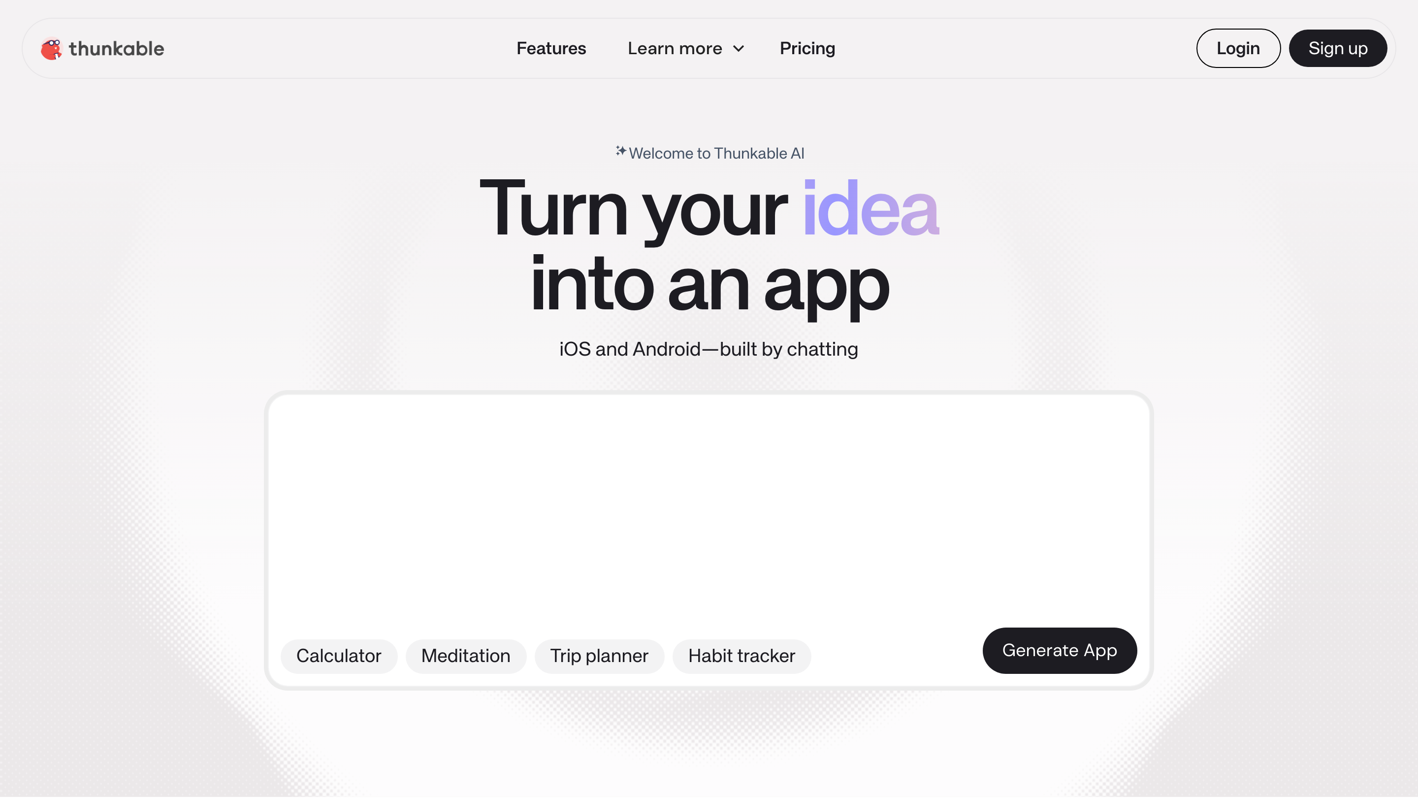 Thunkable landing page