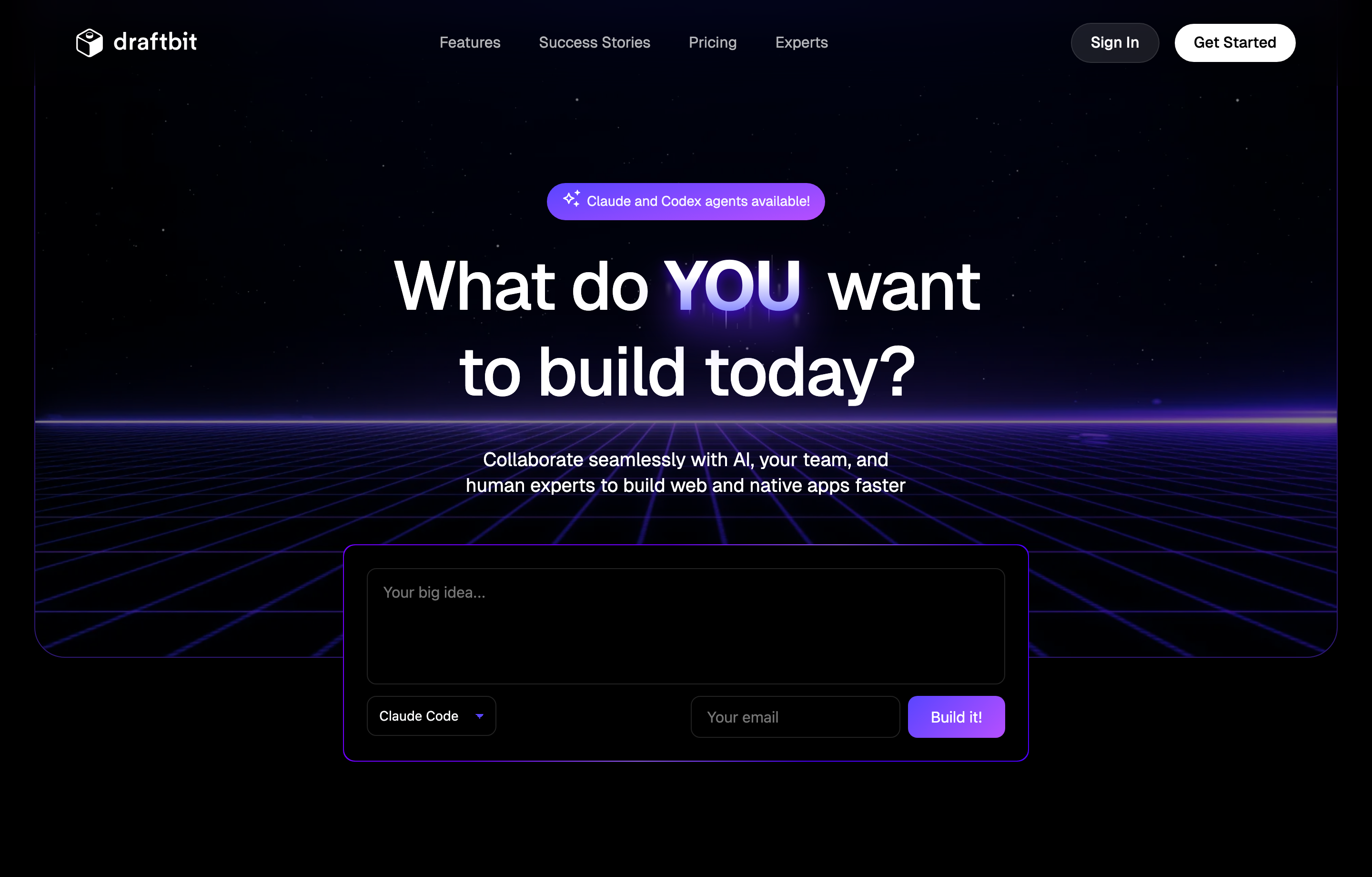 Draftbit landing page