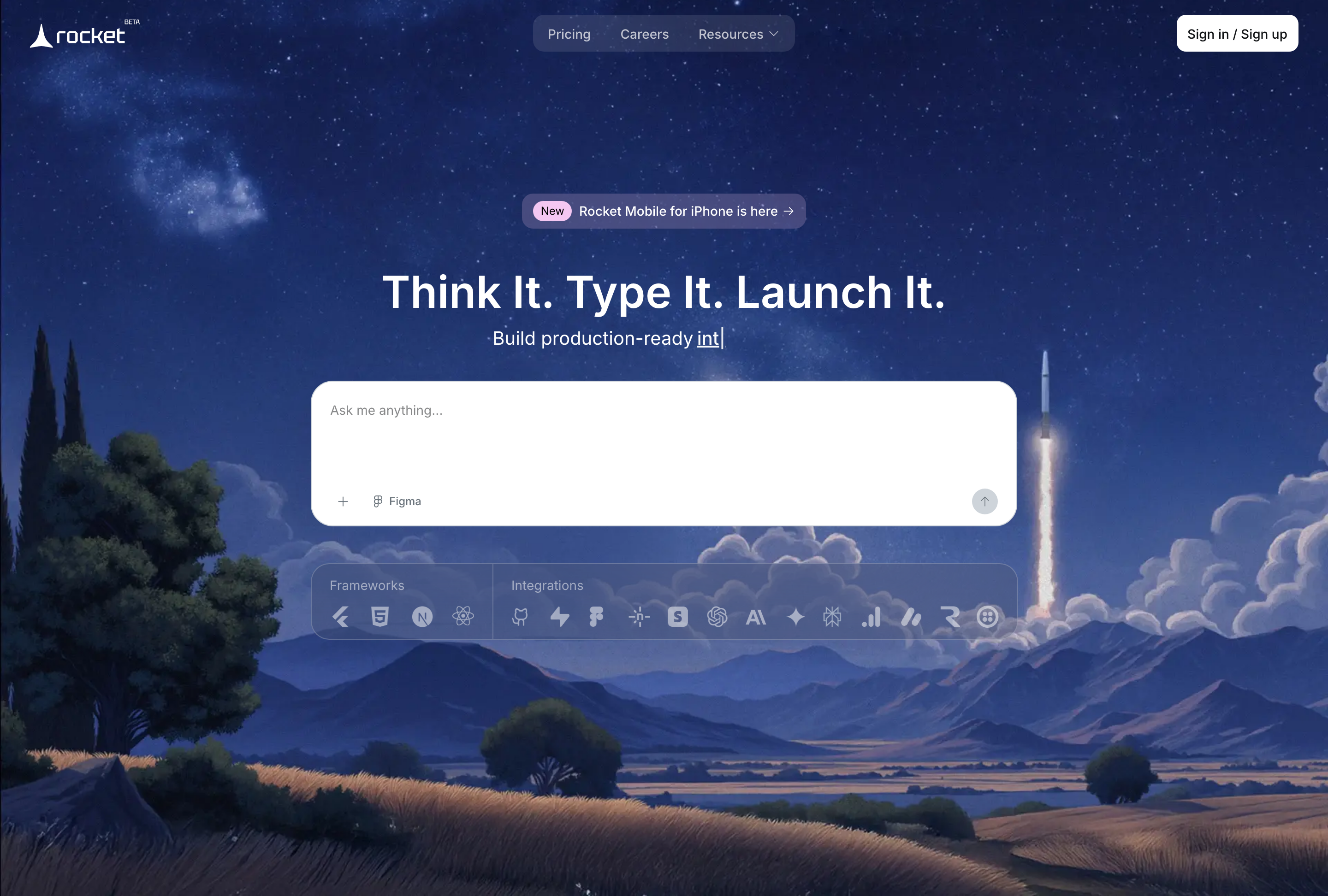 Rocket landing page
