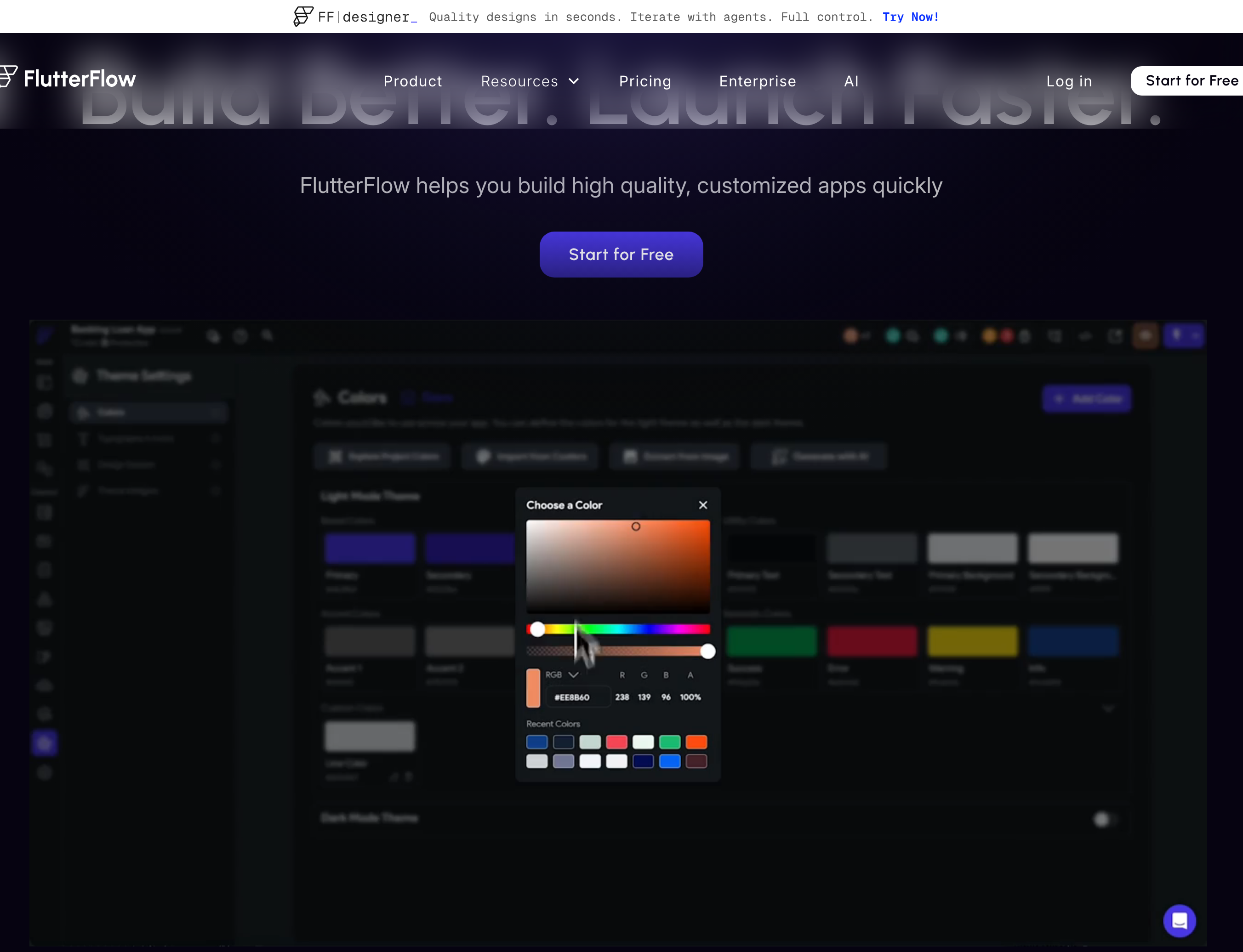 Flutter landing page