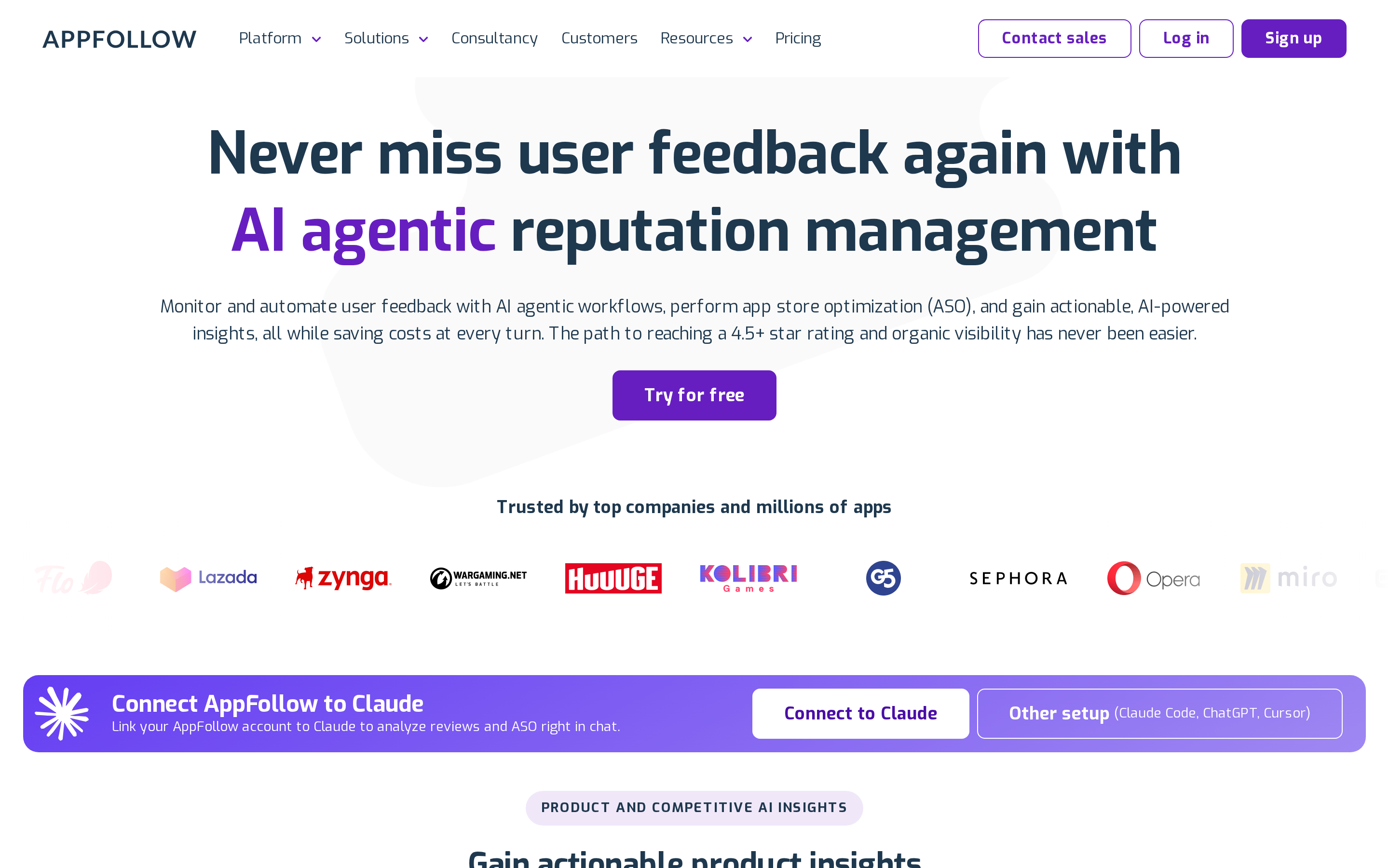 AppFollow app review monitoring, routing, and reputation management platform