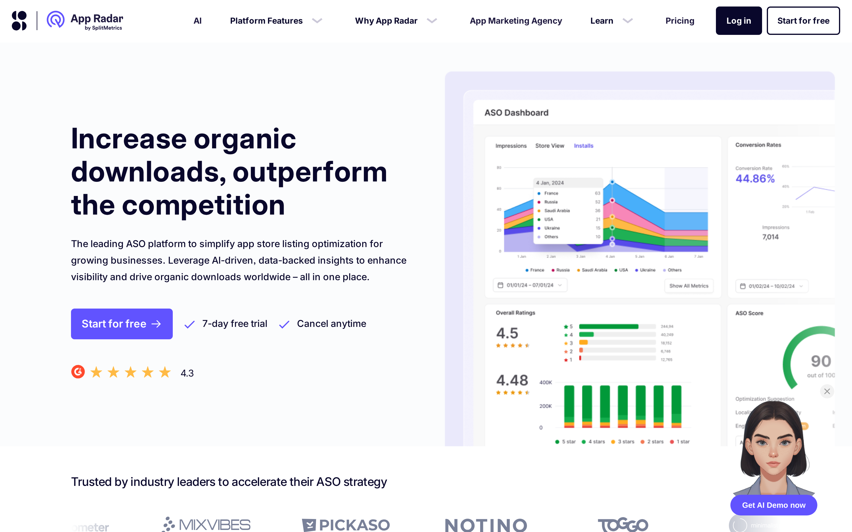 App Radar keyword research, localization, and store listing publishing platform