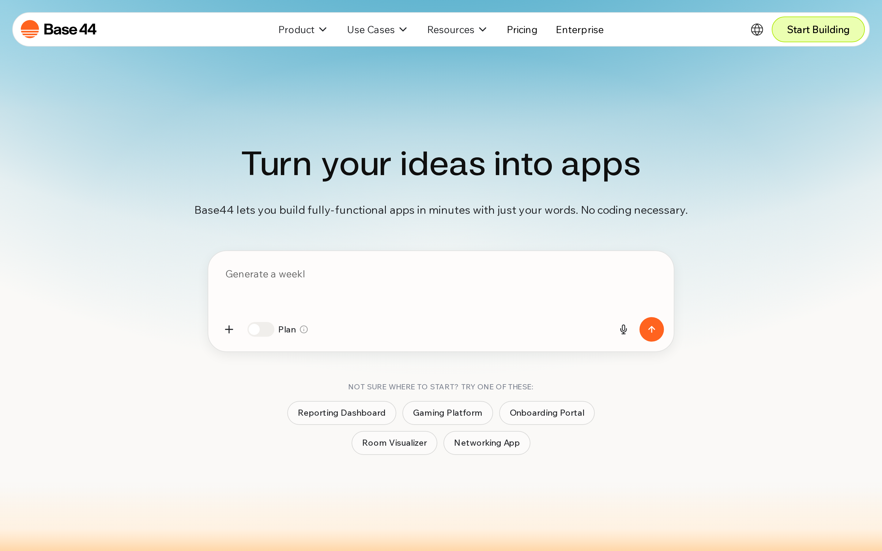 Base44 full-stack React web app builder for fast web-first iOS wrapper prototypes