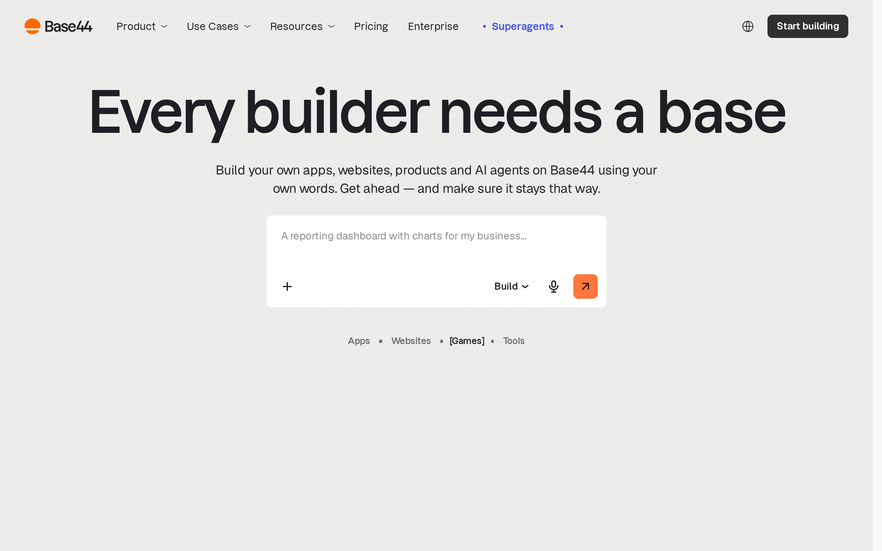 Base44 no-code workspace for creating hosted web apps from plain-language requests