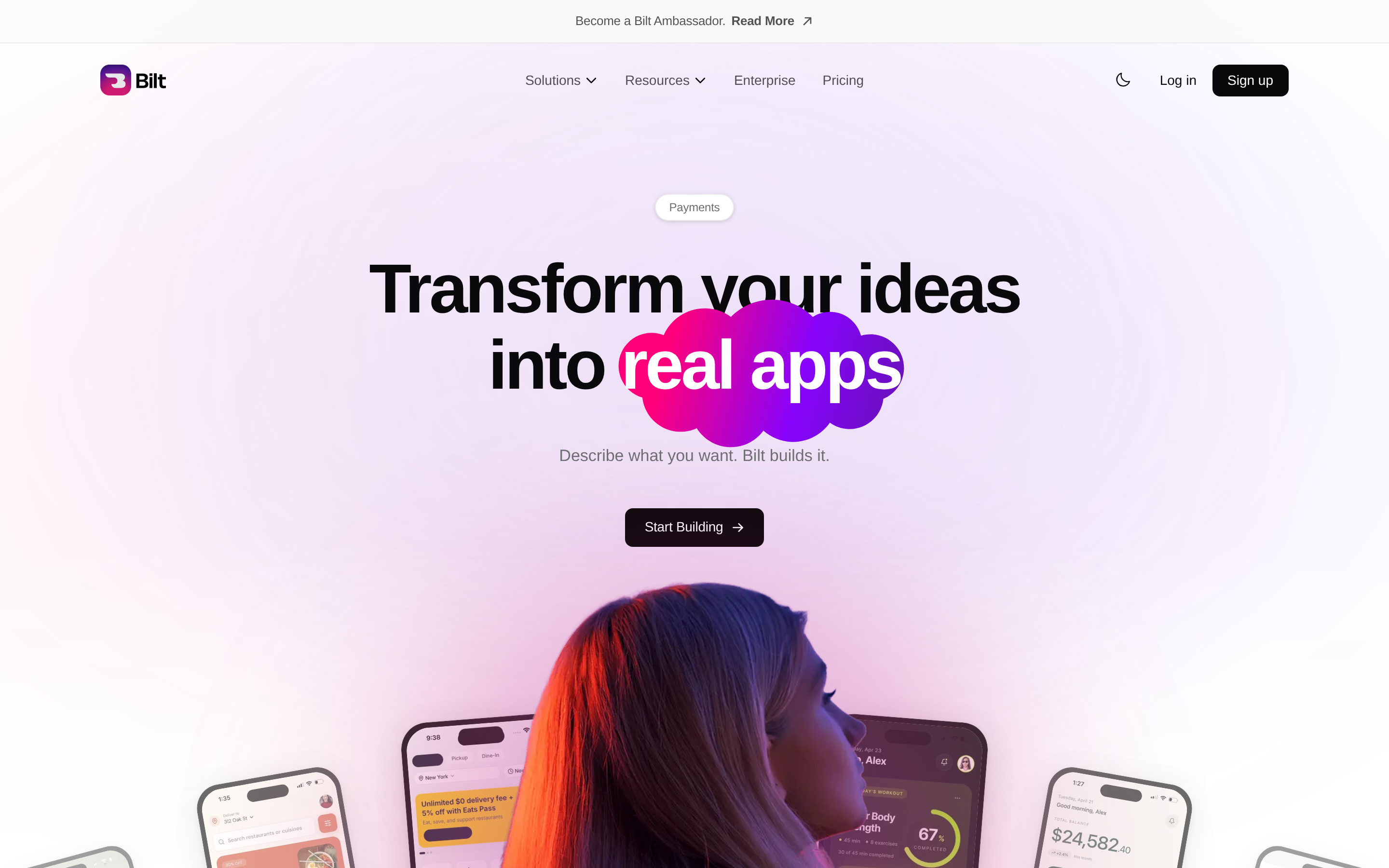 Bilt native iOS and Android app builder from plain-English prompts