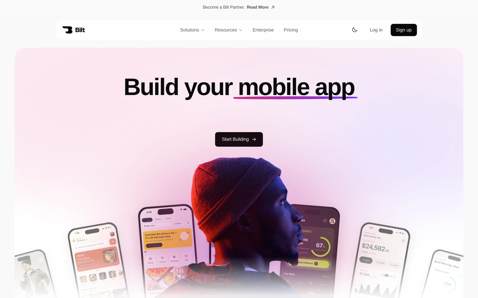 Bilt.me homepage hero