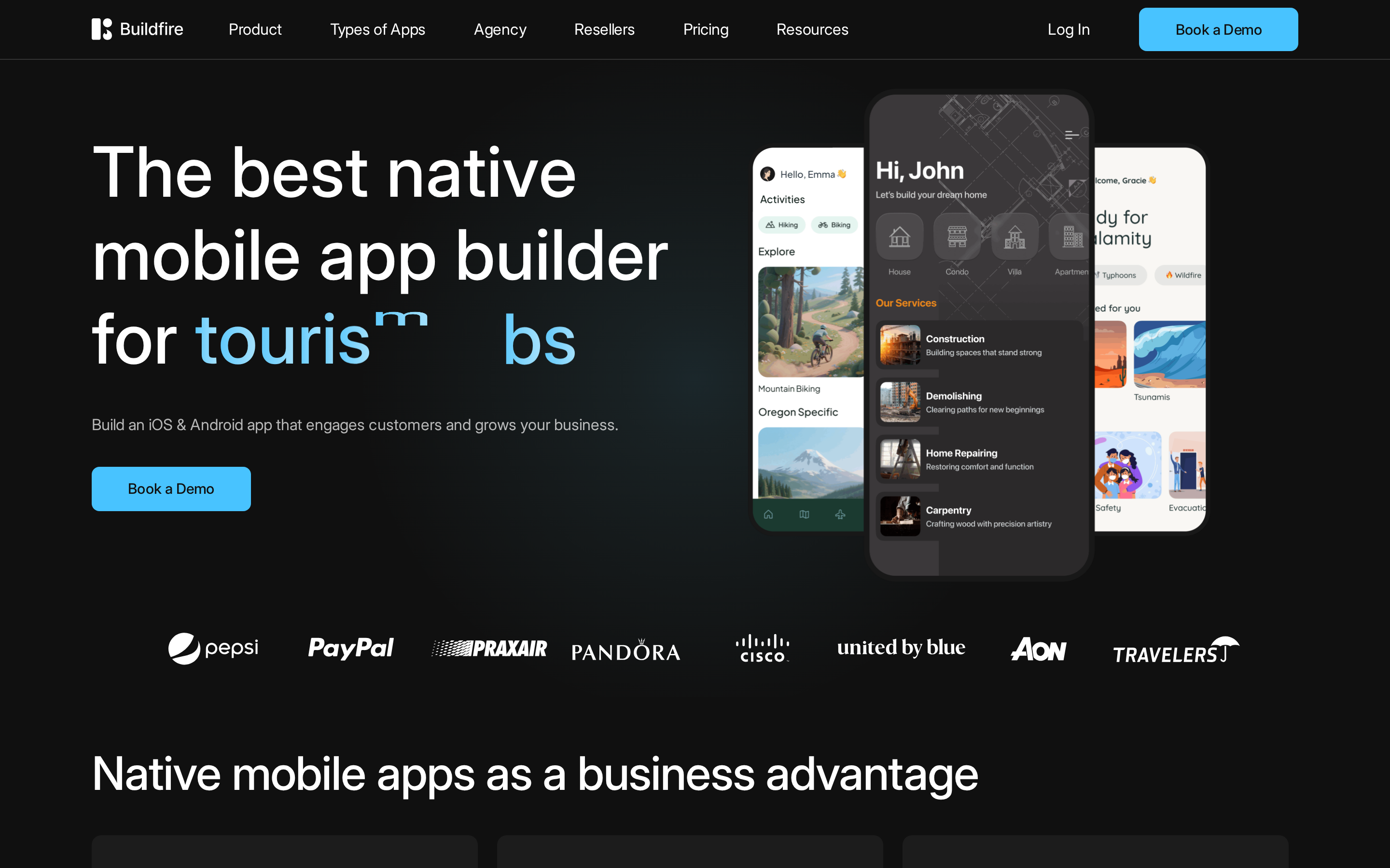 Buildfire plugin-driven app builder hero section