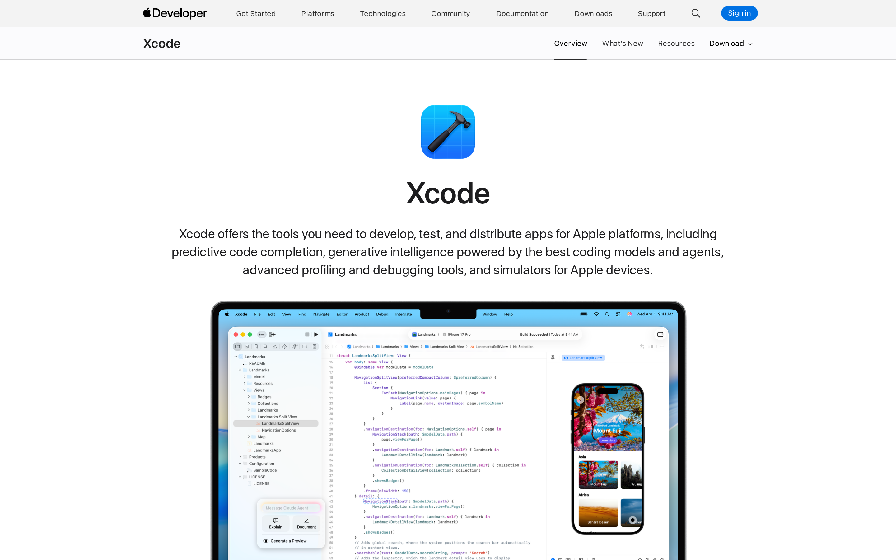 XCUITest, Apple's native UI test framework, runs inside Xcode for iOS and other Apple platforms