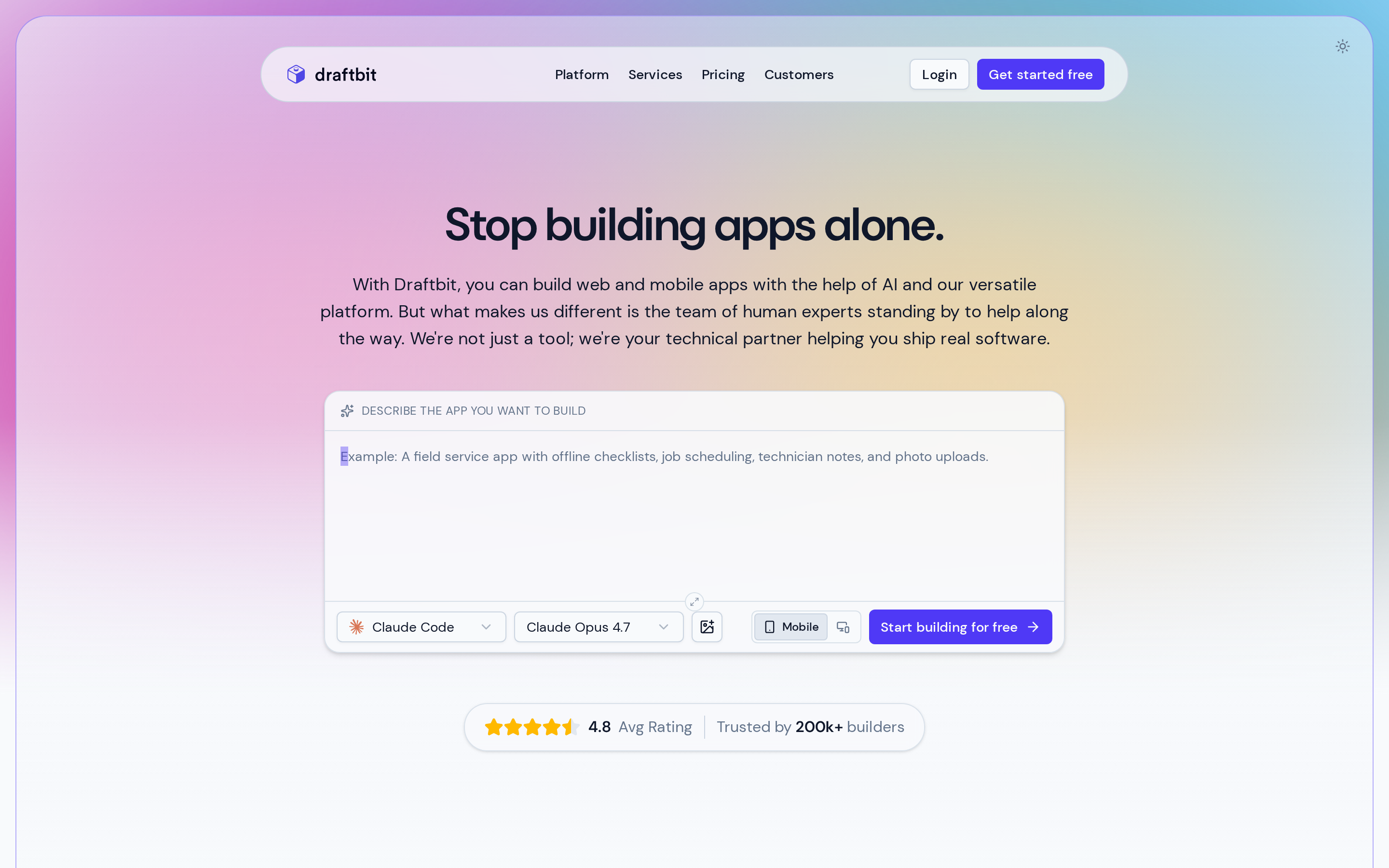 Draftbit React Native visual builder with code export