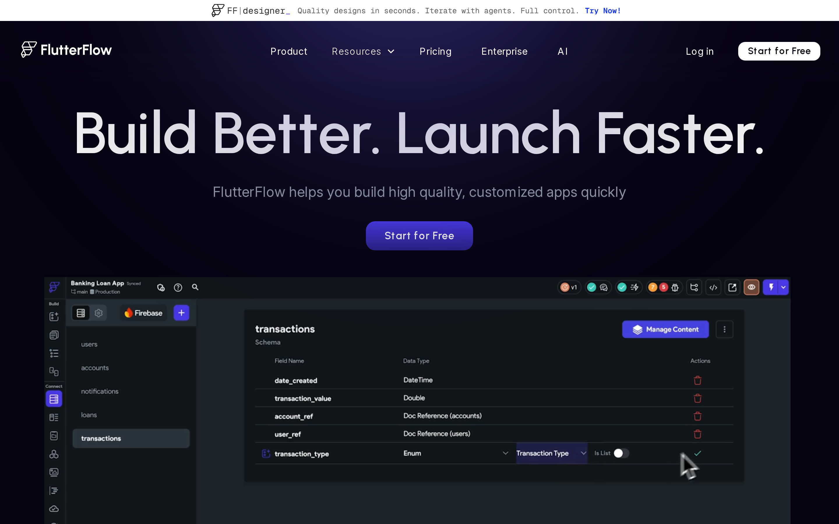 FlutterFlow visual app builder for Flutter iOS Android web and desktop apps