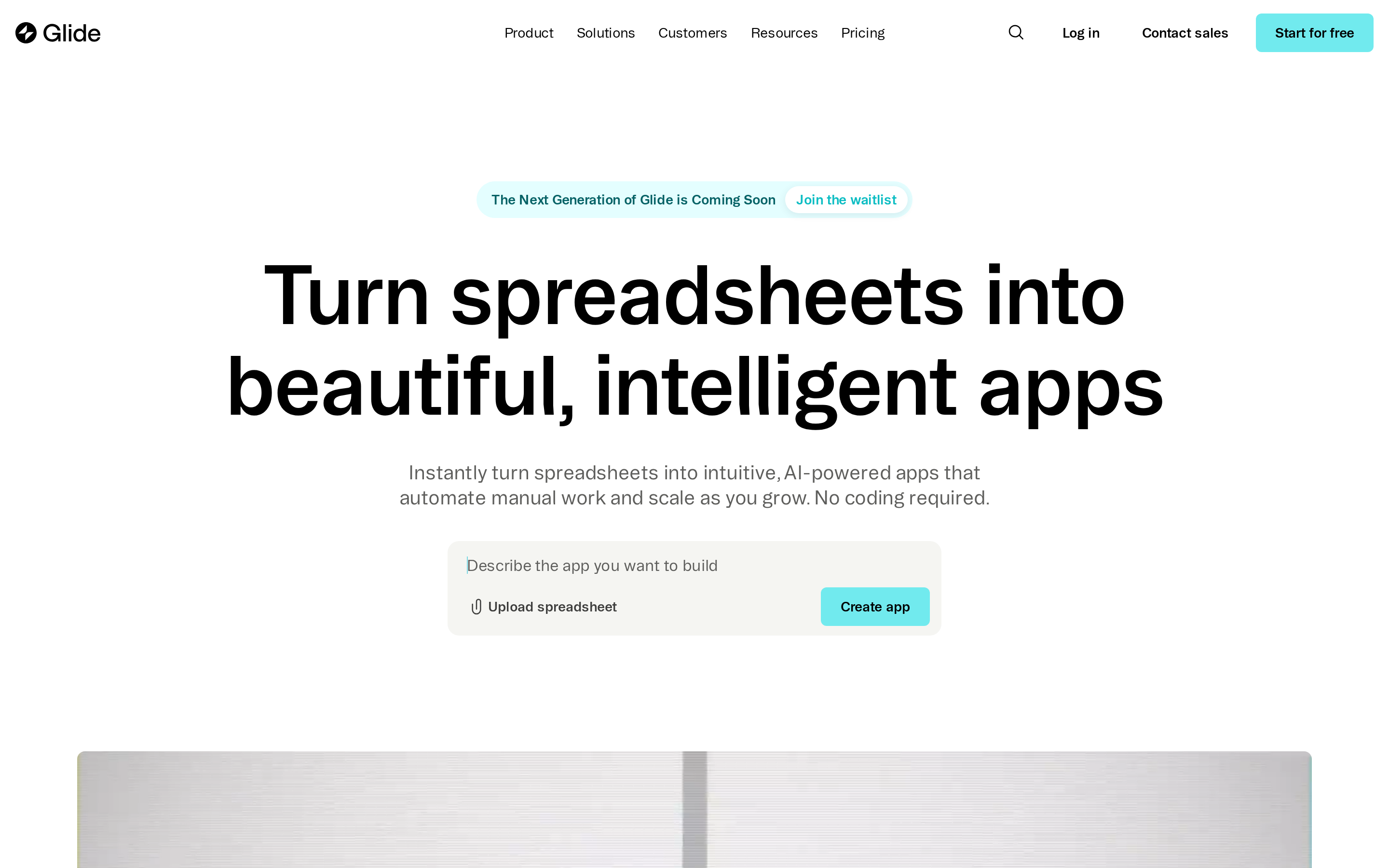 Glide app builder converting spreadsheet data into responsive web app