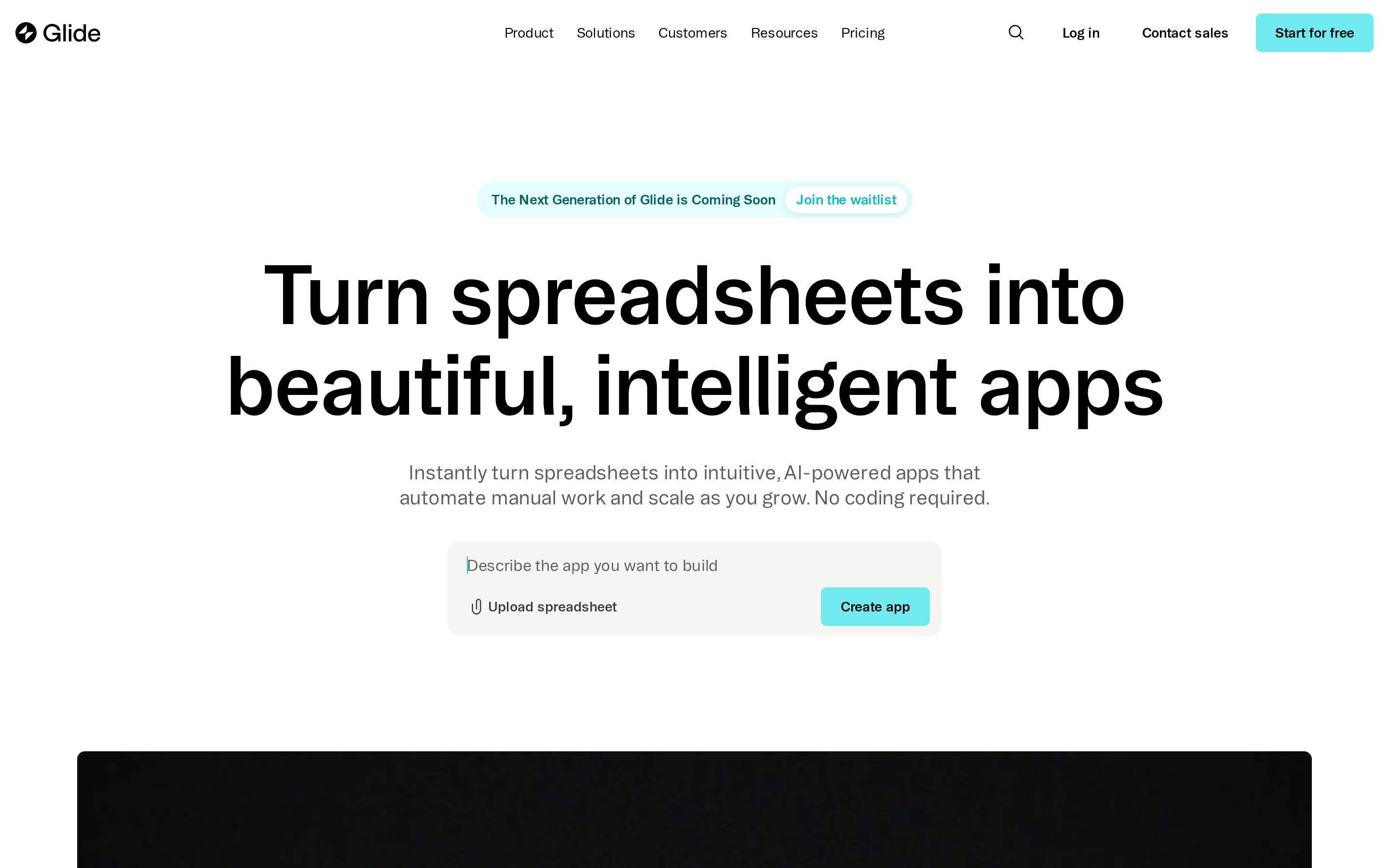 Glide data-first no-code builder for internal apps and client portals