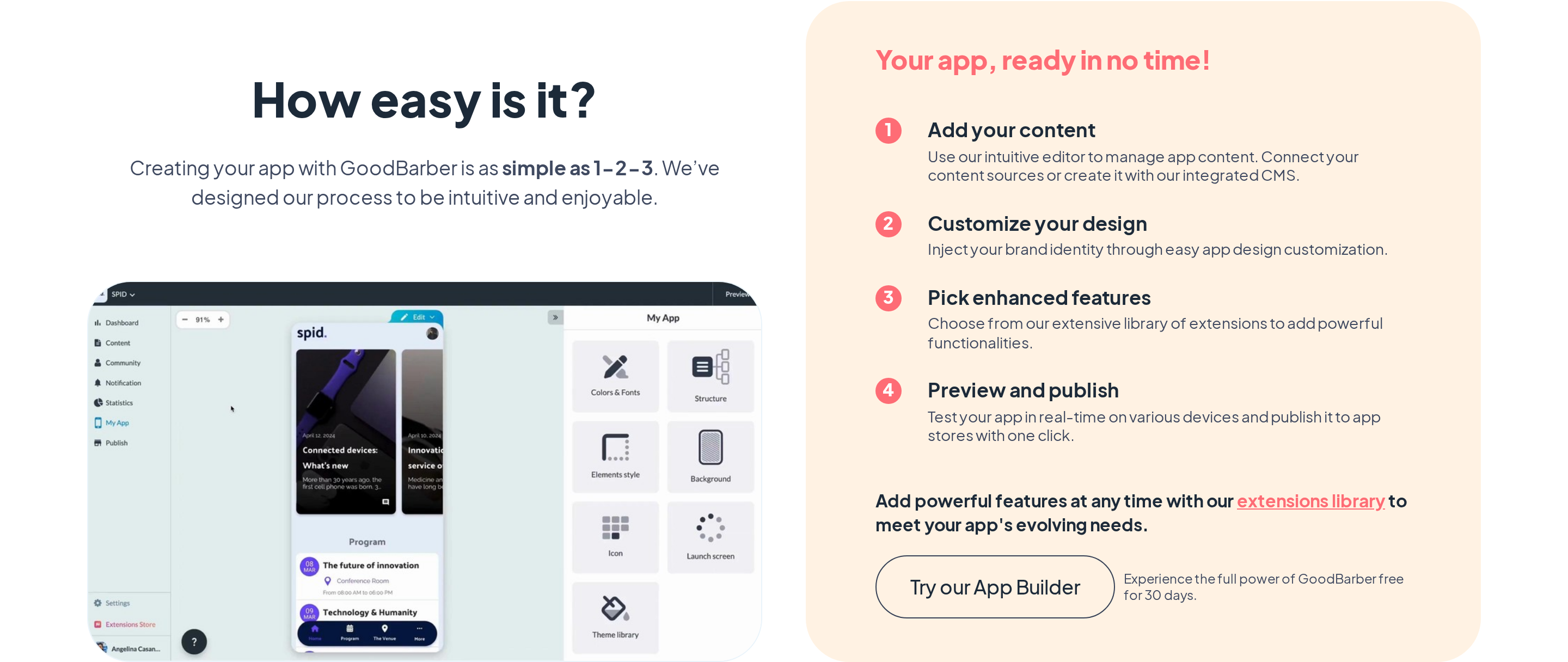 GoodBarber template-led builder for native content and commerce apps