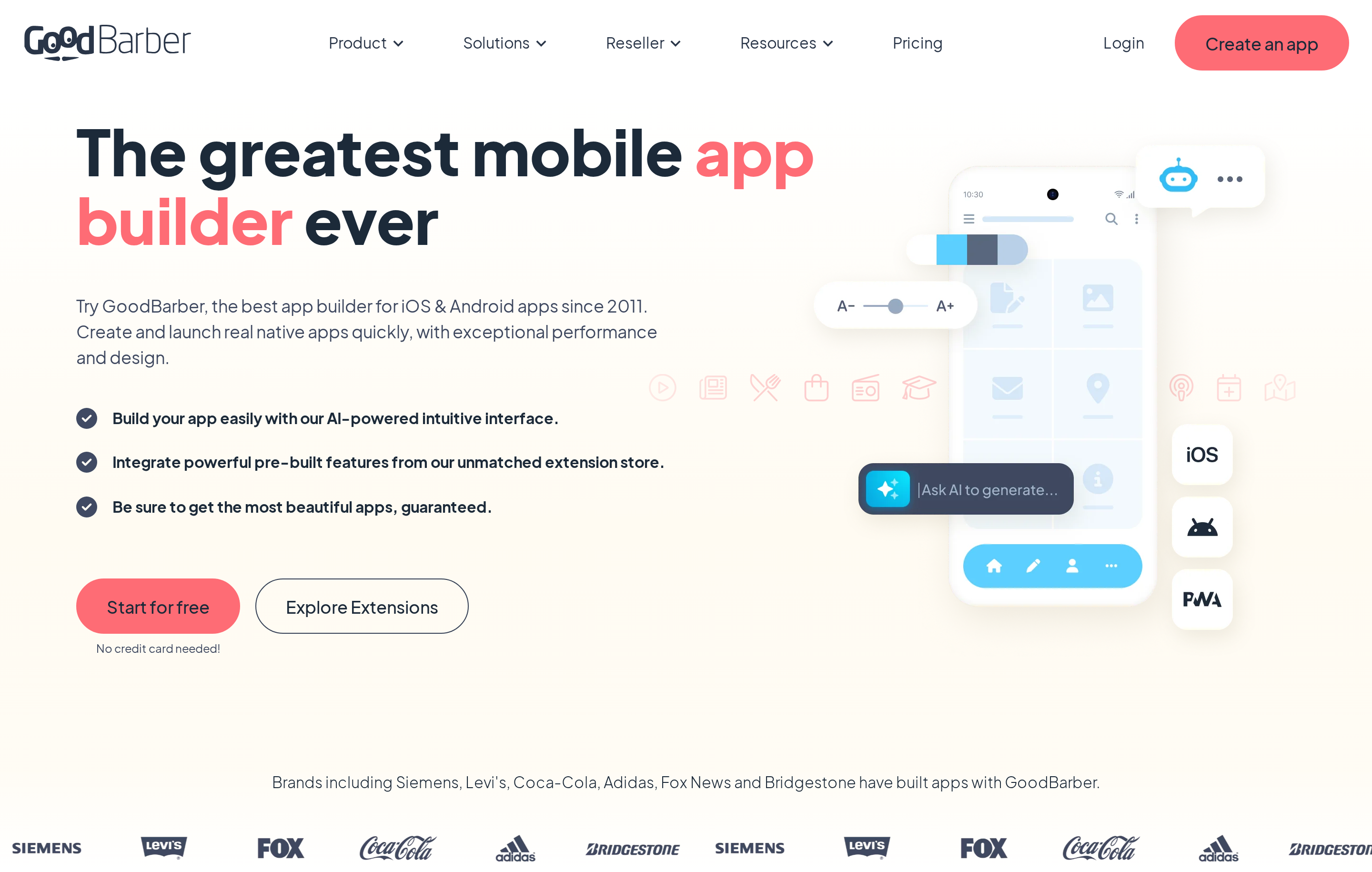 GoodBarber visual builder for standalone ecommerce mobile storefronts