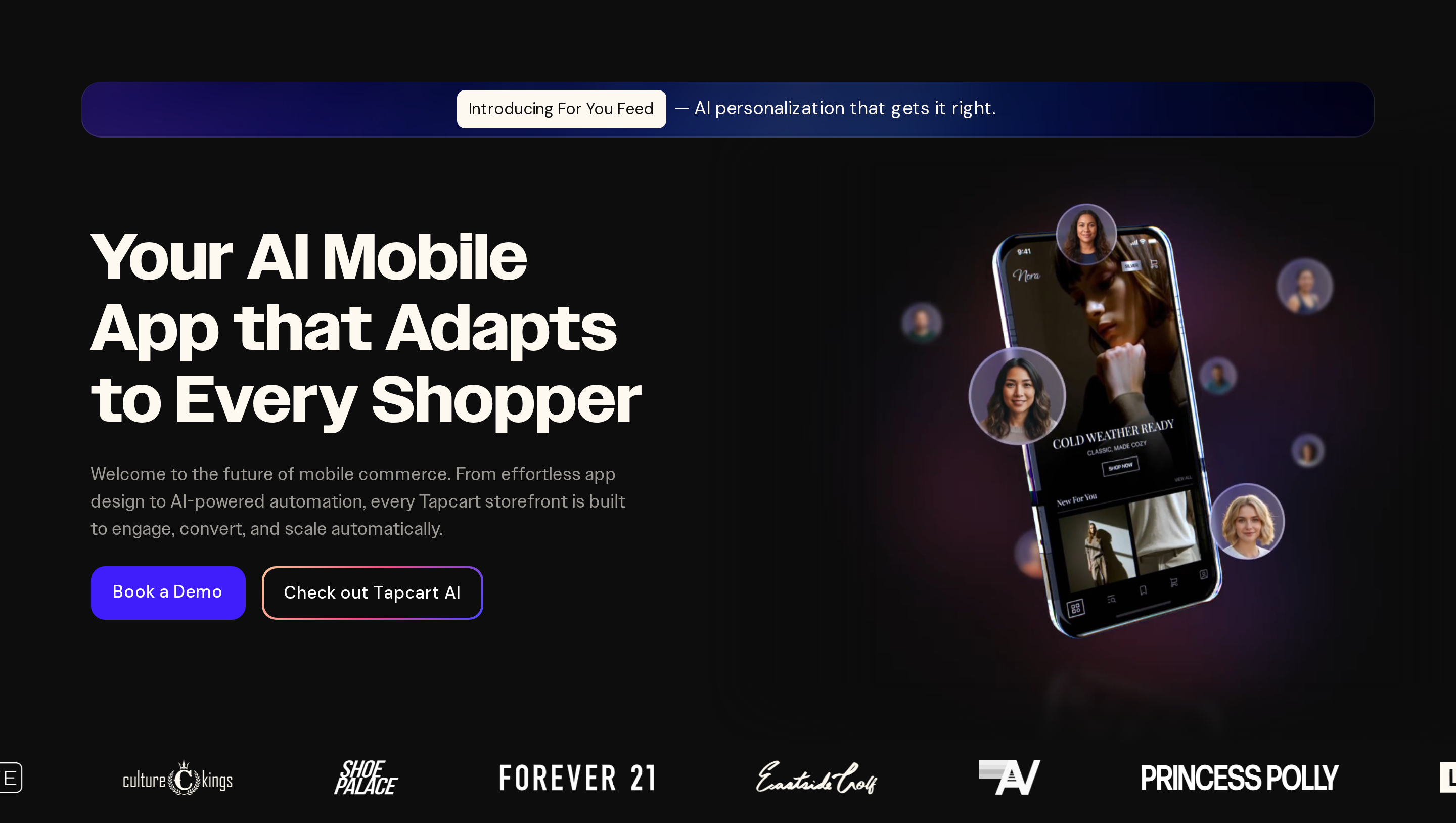 Tapcart no-code mobile app builder for Shopify stores