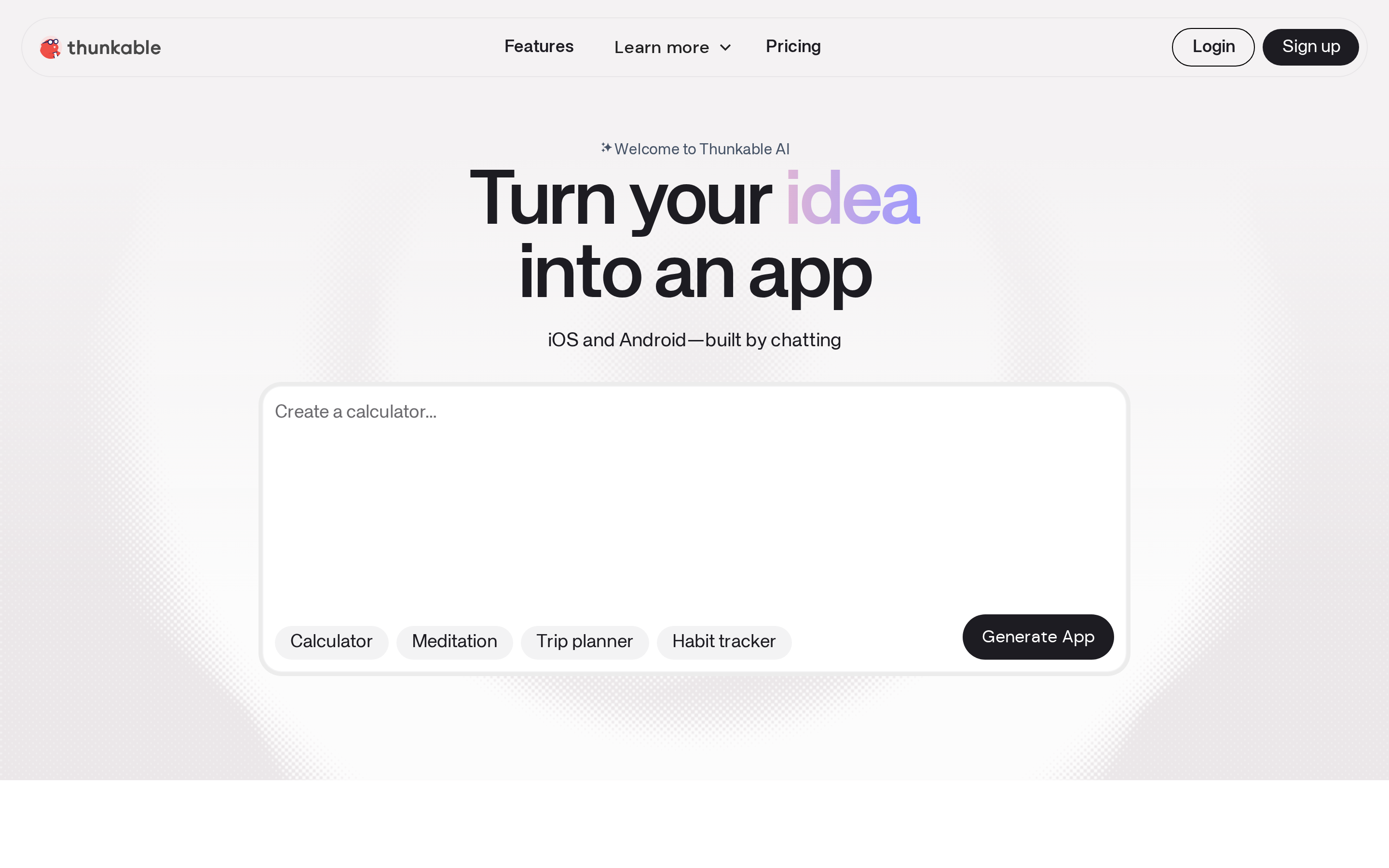 Thunkable AI-assisted visual builder with prompt-based project generation