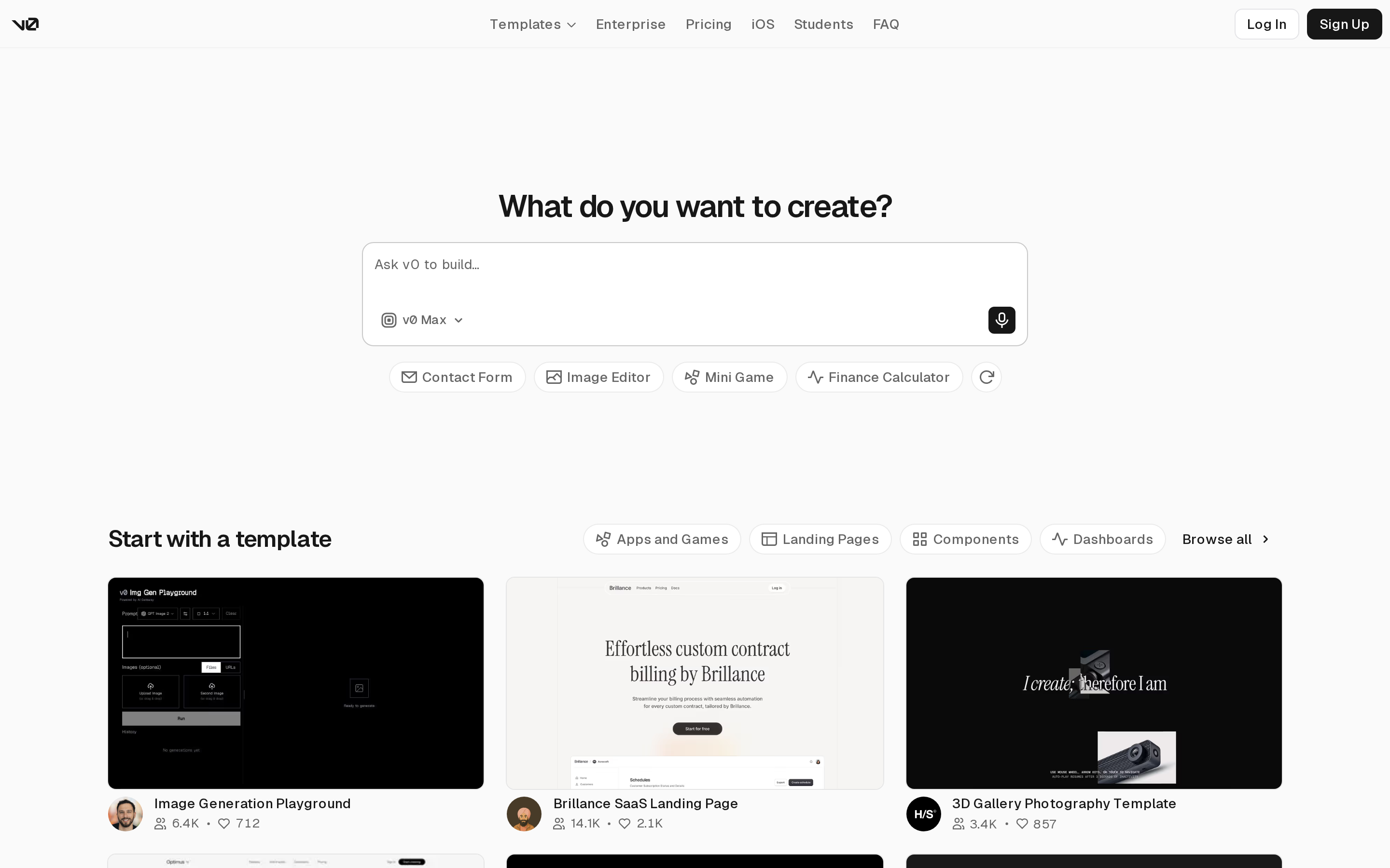 v0 by Vercel prompt interface for generating Next.js interfaces from text